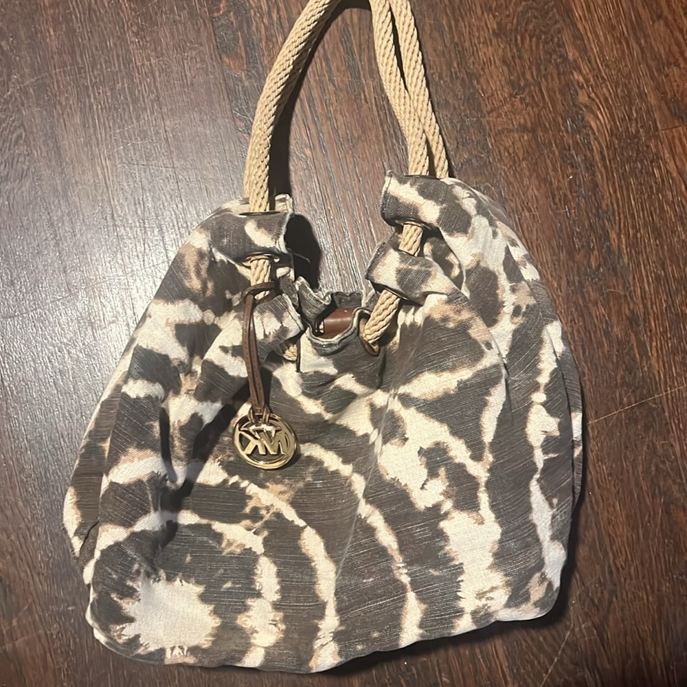 Michael Kors Marina Canvas Tote Brown/ Tan  Tie-Dye Shoulder Bag
